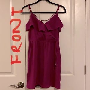 Purple Dress with Cinched Waist and POCKETS
